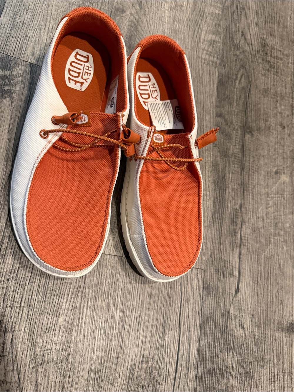 Hey Dude Women’s Orange and White Canvas Slip-On Loafers